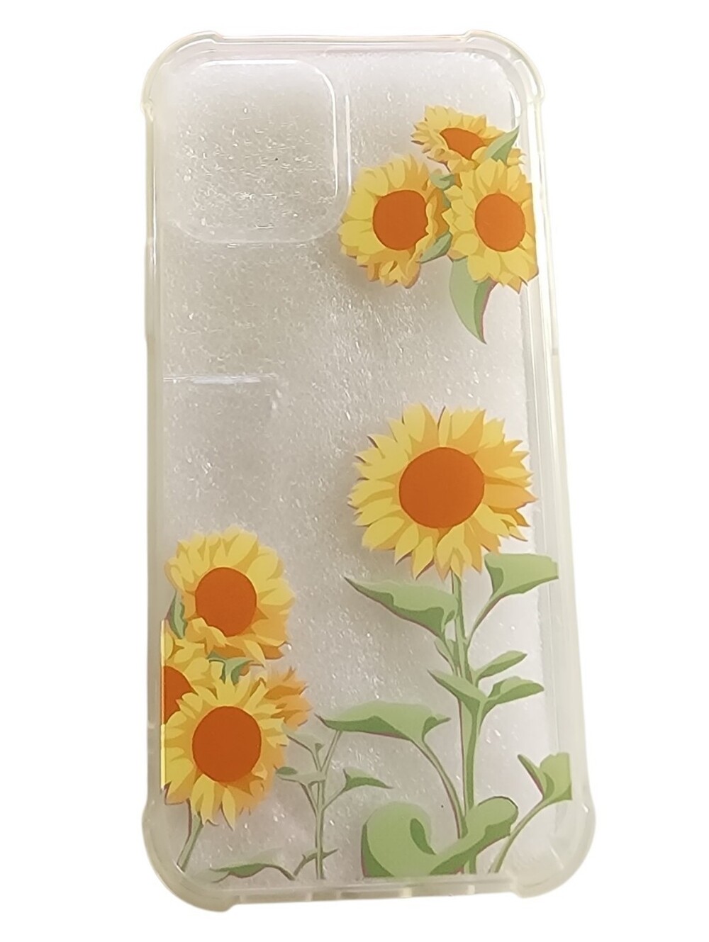 Clear Sunflower Print Case For iPhone 12